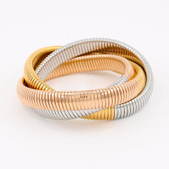 12MM Three layer twsited pattern stainless steel bangle bracelet elastic bangle