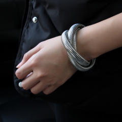 12MM Three layer twsited pattern stainless steel bangle bracelet elastic bangle