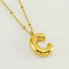 18KG chunky initial letter pendant stainless steel necklace