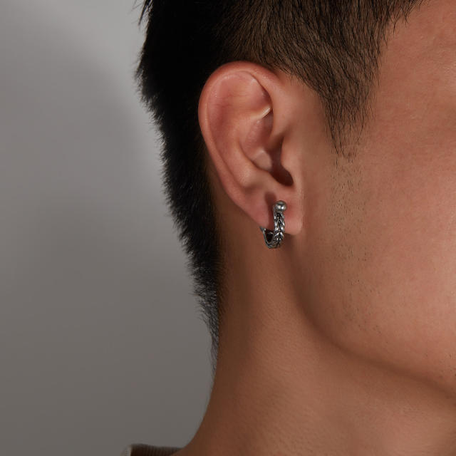 Punk trend silver color vintage stainless steel earrings
