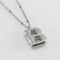 18KG chunky initial letter pendant stainless steel necklace