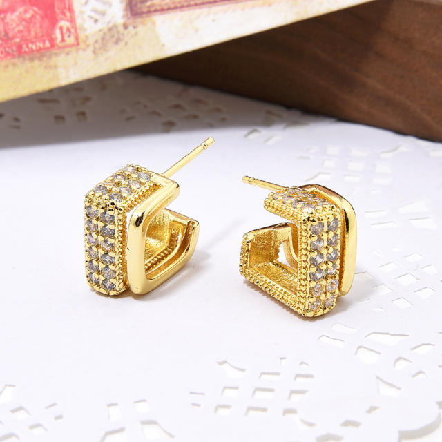 Korean fashion imitation pearl bead gold plated copper hoop earrings