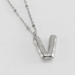18KG chunky initial letter pendant stainless steel necklace