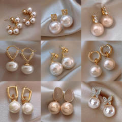 Chic imitataion pearl bead women earrings