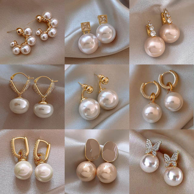Chic imitataion pearl bead women earrings