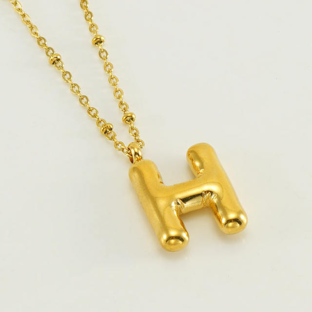 18KG chunky initial letter pendant stainless steel necklace