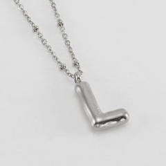 18KG chunky initial letter pendant stainless steel necklace
