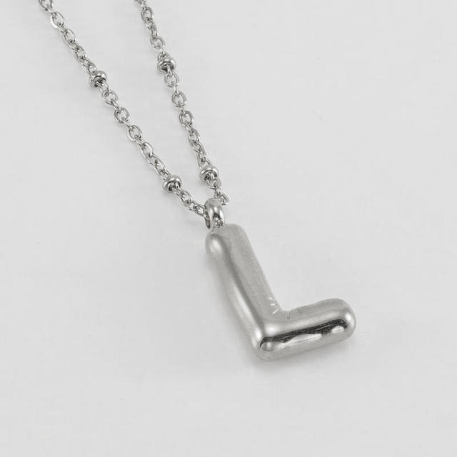 18KG chunky initial letter pendant stainless steel necklace