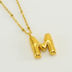 18KG chunky initial letter pendant stainless steel necklace