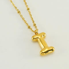 18KG chunky initial letter pendant stainless steel necklace