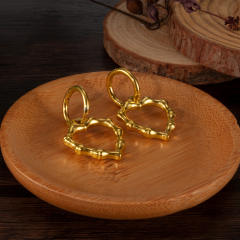 Concise easy match bamboo heart stainless steel earrings