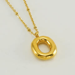 18KG chunky initial letter pendant stainless steel necklace
