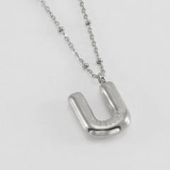 18KG chunky initial letter pendant stainless steel necklace