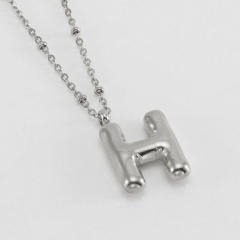 18KG chunky initial letter pendant stainless steel necklace
