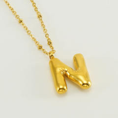 18KG chunky initial letter pendant stainless steel necklace