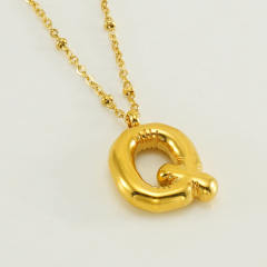 18KG chunky initial letter pendant stainless steel necklace