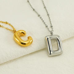 18KG chunky initial letter pendant stainless steel necklace