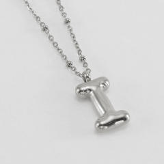 18KG chunky initial letter pendant stainless steel necklace