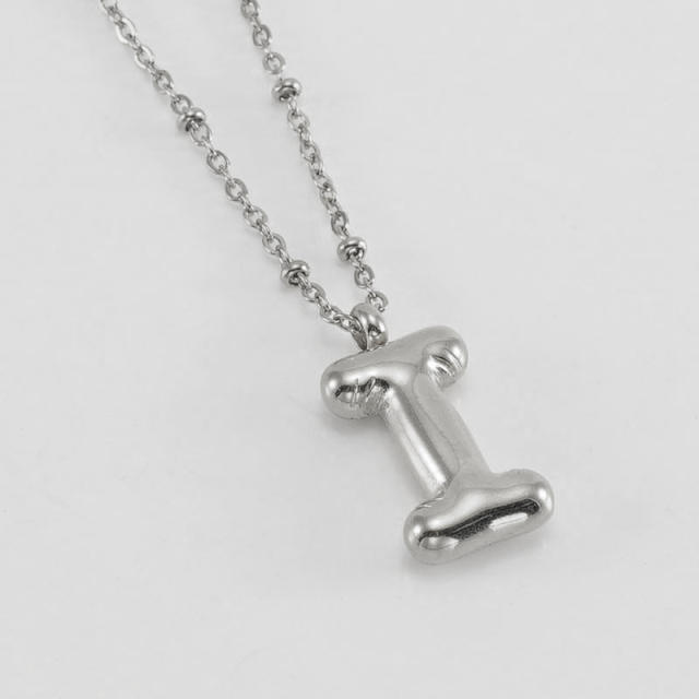 18KG chunky initial letter pendant stainless steel necklace