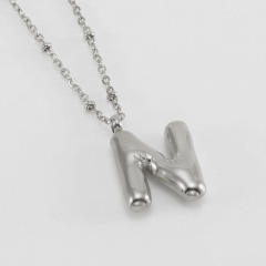 18KG chunky initial letter pendant stainless steel necklace