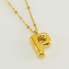 18KG chunky initial letter pendant stainless steel necklace