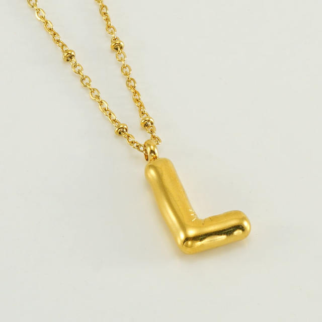 18KG chunky initial letter pendant stainless steel necklace