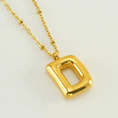 18KG chunky initial letter pendant stainless steel necklace