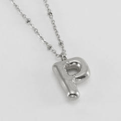 18KG chunky initial letter pendant stainless steel necklace