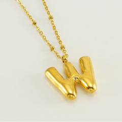 18KG chunky initial letter pendant stainless steel necklace