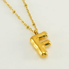 18KG chunky initial letter pendant stainless steel necklace