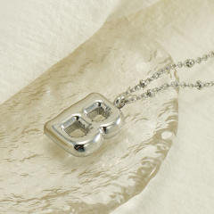 18KG chunky initial letter pendant stainless steel necklace