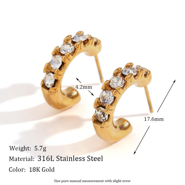 Vintage 18K gold plated chunky stainless steel earrings collection