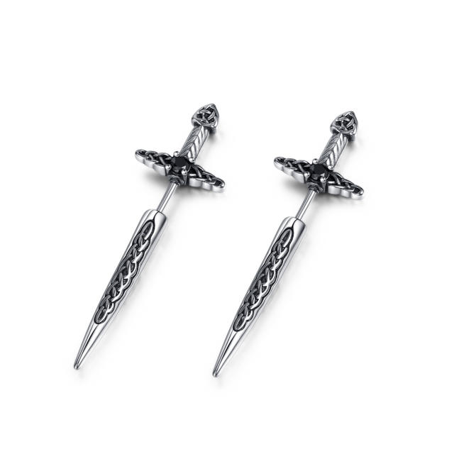 Vintage silver color Celtic knot arrow stainless steel earrings