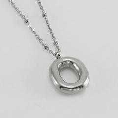 18KG chunky initial letter pendant stainless steel necklace