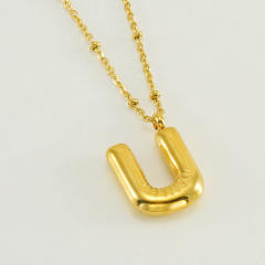 18KG chunky initial letter pendant stainless steel necklace