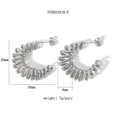 18KG open hoop unique spring design stainless steel earrings