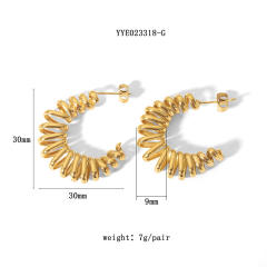 18KG open hoop unique spring design stainless steel earrings