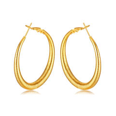 Concise big hoop stainless steel earrings