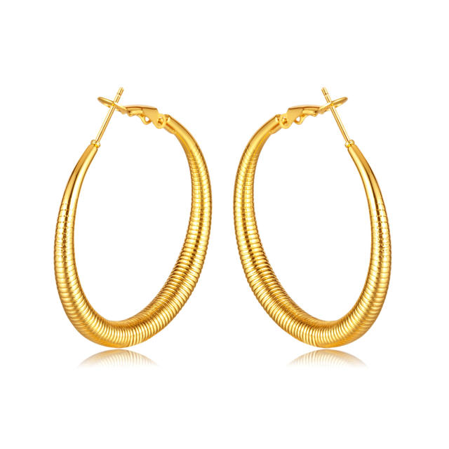 Concise big hoop stainless steel earrings