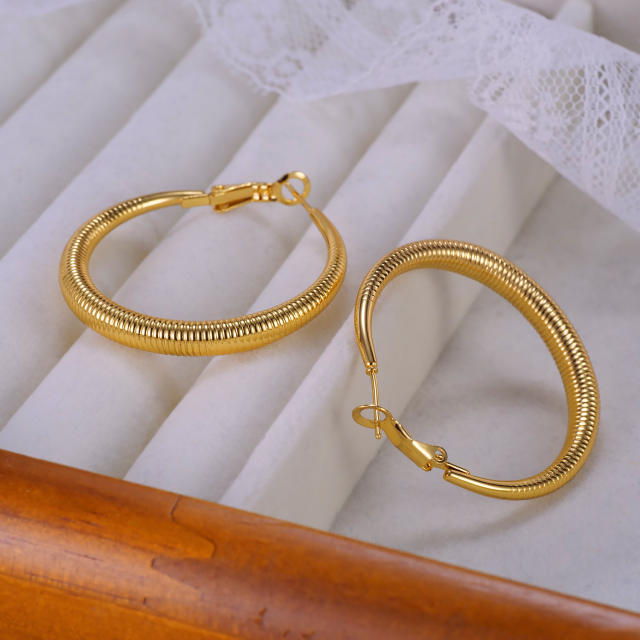 Concise big hoop stainless steel earrings