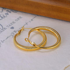 Concise big hoop stainless steel earrings