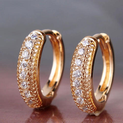 Classic simple diamond small hoop earrings for men women