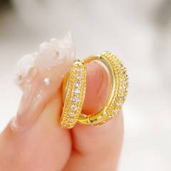 Classic simple diamond small hoop earrings for men women