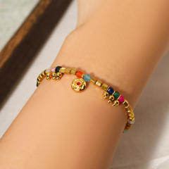 18KG colorful natural stone bead stainless steel bracelets