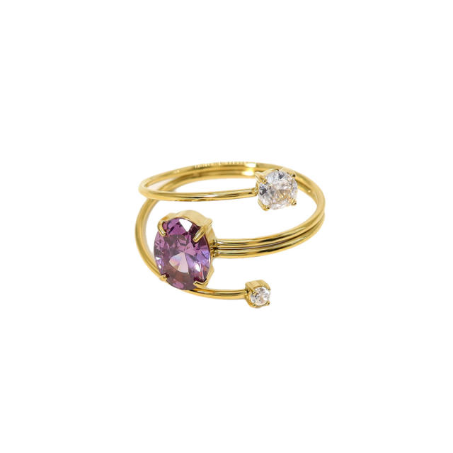 INS amethyst statement stainless steel rings