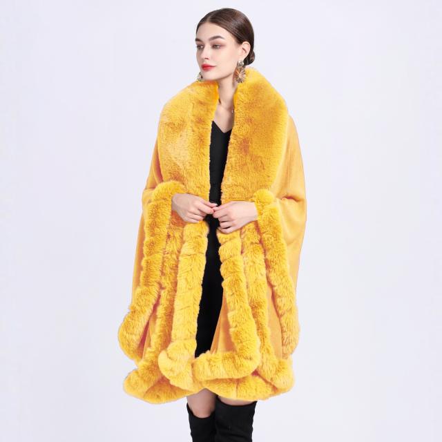 Winter warm plain color Faux otter rabbit fur shawl scarf