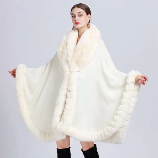 Winter warm plain color Faux otter rabbit fur shawl scarf