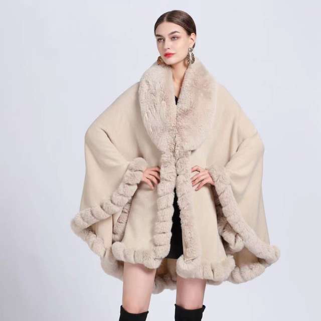 Winter warm plain color Faux otter rabbit fur shawl scarf