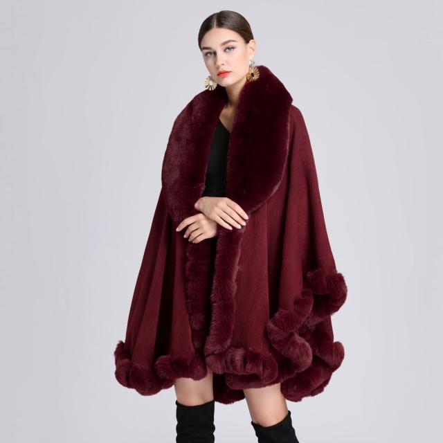 Winter warm plain color Faux otter rabbit fur shawl scarf