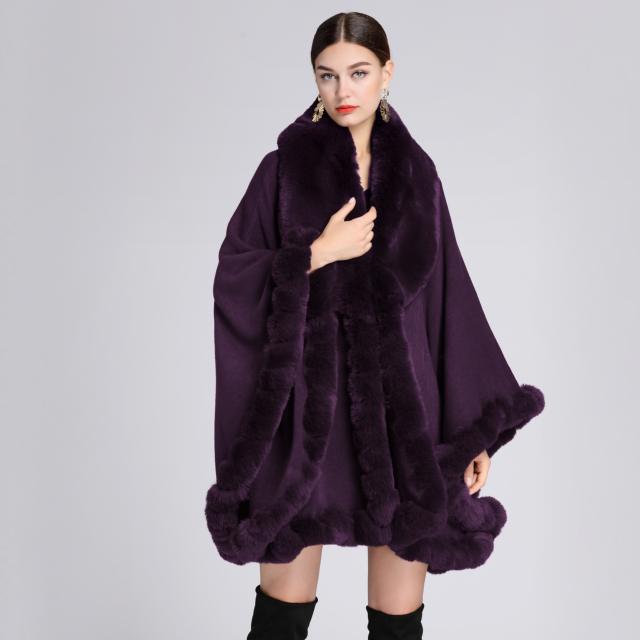 Winter warm plain color Faux otter rabbit fur shawl scarf